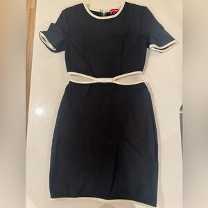 STAUD Black Mini Dress with White Trim